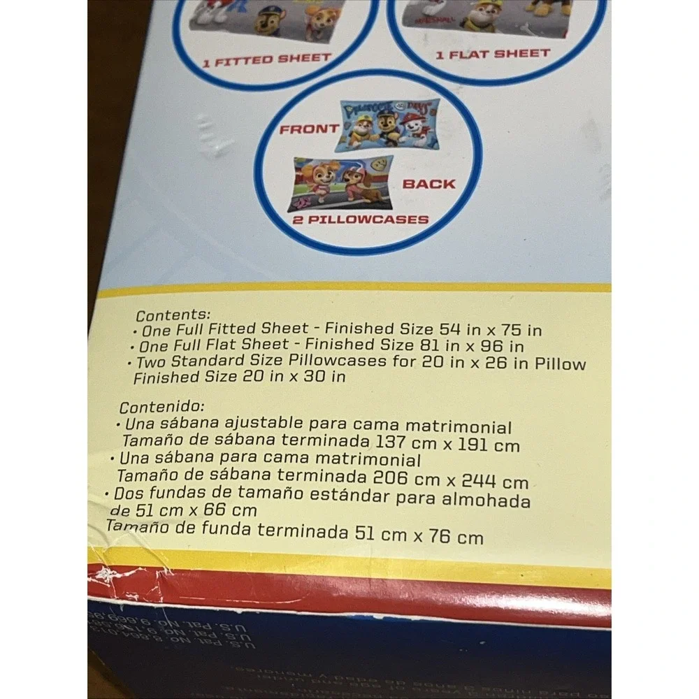 Paw Patrol Full Sheet Set Microfiber 4 Piece Fitted & Flat Sheet 2 Pillowcases